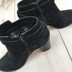 Cole Haan Black Suede Ankle Booties | Size 6.5 | Gold Buckle & Block Heel Photo 7