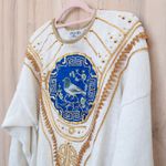 VTG Bonnie Boerer Women Novelty Sweater Size XL Ivory Bird Embellished 80s Artsy White Photo 4
