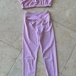 Year Of Ours  Pink/White Checkered Leggings Sport Bra Set Photo 0