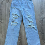 SheIn Y2K Light Blue Distressed Flare Jeans Photo 0