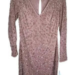 Aidan Mattox Aidan Maddox NWT Dusty Rose V Neck Long Sleeve Sequin Cocktail Dress‎ Size 6 Photo 0
