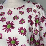 &merci &MERCI medium ivory Hey Girl Flower Bubble Sleeve Top In White purple flowers Photo 2