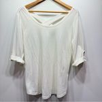 Simply Noelle Ivory Top with 3/4 Tab Sleeves & Crisscross Back Straps S-M Photo 4