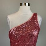 AQUA Sequined One Shoulder Mini Sheath Sparkly Pink Cocktail Party Dress Size 8 Photo 7
