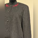 Orvis EUC  Dark Gray and Red Embroidered Floral Jacket size medium Photo 2