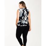 Leota Womens Helene Tie Hem Peplum Top Leaves Sleeveless Scoop Neck Black 1X Photo 1