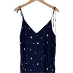 Topshop Navy Star Print Midi Slip Dress size 8 Tie Straps Button Front V Neck Photo 4