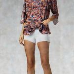 Christopher & Banks Women's Floral Top Size L Red Blue Photo 0