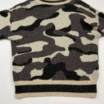 Nine West Camouflage Sparkle V Neck Sweater Womens Size L Neutral Metallic Photo 9