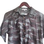 American Eagle Don't Ask Why Women Crop Top Tie Waist S Green Brown Camo Print Photo 4