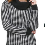 Calvin Klein Black & White Textured Cowl Neck Sweater MEDIUM Photo 0