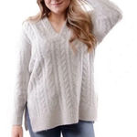 Buckle NWT Womens  Cloth by Rd Cable Knit Bubble Gray V Neck Sweater - Sz S Photo 0