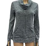 Balance Collection Cowl Neck Long Sleeve Thumb Hole Kangaroo Pocket Shirt Small Photo 0