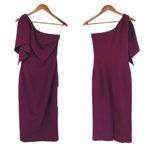 Dress the Population  TIffany Burgundy One Shoulder Midi Dress Cocktail Party New Photo 2
