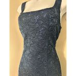 Alex Evenings  Navy Lace Sequin Square Neck Sheath Evening Dress Size 14 Photo 1