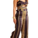 Honey Punch Jumpsuit Navy With Stripes Bow Detail Size XS Photo 2