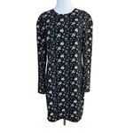 Club Monaco Dress 8 Black White Floral Long Sleeve Kaisle Sheath Above Knee Photo 14