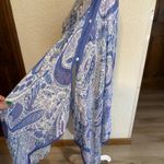 J Jill Paisley X3X Kimono Cover Up Poncho Blue White Viscose Modal Blend Photo 4