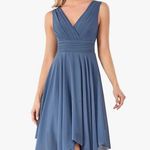 Chiffon cocktail dress in haze blue Size 14 Photo 4
