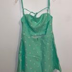 ZARA NWT Green Linen Polka Dot w/ Pocket Straight Neckline Mini Dress S 4661/371 Photo 3