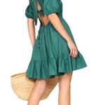 Peter Som  Collective Dress Womens 12 Green Puff‎ Sleeve Tie Fit And Flare Mini Photo 1