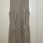 Mable Beige Ruched Button Front Collared Sleeveless Mini Photo 0