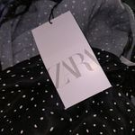 ZARA NWT Black White Polka Dot Satin Tie Front Bow Detail Blouse Bloggers Fave Photo 4