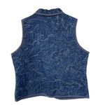 Christopher & Banks Denim Quilted Vest Women's XL – Blue Floral Stitch Used Photo 1