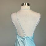 Bardot Satin Backless Slip Dress Evening Gown Blue Size 12 One Shoulder Formal Photo 5