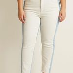Ann Taylor LOFT Size 8 White Jeans with Light Blue Stripes Photo 0