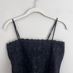 Y2K BLACK FEROCIOUS CHIK SQUARE‎ NECKLINE SHEER FLORAL LACE TANK TOP Size M Photo 3