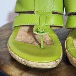 b.o.c. Green Leather Cork Sole Wedge Sandals Size 9 Green Leather Wedges Photo 2