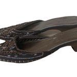 Qupid Brown Shoes Low Heel Beaded Embroidered Womens 7 Slip on Photo 0