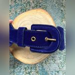 Vintage blue velvet thick waist belt, size small Photo 1
