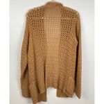 Handmade Womens L Long Brown Crochet Open Knit Oversized Cardigan Boho Granola Photo 1