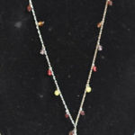 Source Unknown VTG Y-Shaped Silver Tone Link Chain Red/Purple Beaded Drop Pendant 16" Necklace Photo 0