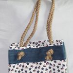 Starry Red White and Blue Denim Open Top Tote with Rope Handles NEW Photo 2