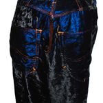 Vintage Jet Set Royal Blue Black Velvet Pants 28w Photo 4