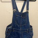 Bershka Denim Overalls Shorts XS Dark Wash Distressed Casual Photo 0