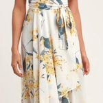 Lulus Lulu’s take a jaunt  chiffon French floral wrap dress sz L wedding guest! Photo 0