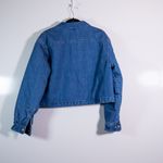 J. Crew Women's Cropped Denim Cotton Puffer Quilted Lining Jean Jacket Blue L Photo 3
