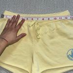 Body Glove Womens Pastel Yellow  Raw Hem Sweat Shorts Sz Xs Blue Logo Photo 3