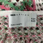 ASOS DESIGN NWT flare sleeve crochet mini dress white pink green square size 14 Photo 7