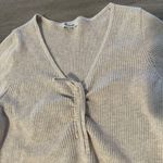 Madewell Women’s Ibiza V Neck Cinch Front Slim Long Sleeve Ribbed Pullover Sz XL Photo 9