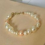 Handmade Pink White Pearl Bracelet “Lydia” Asymmetric Unique Feminine Classic Photo 0