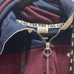PINK - Victoria's Secret  Striped Dog Hoodie - Navy & Burgundy Photo 4