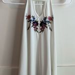 Alya  White High Neck Embroidered Keyhole Tank Top Photo 0