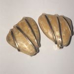 Monet  Vintage Gold Tone Shimmer Enamel Retro Boho Classic Clip On Earrings Photo 2