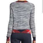 Tory Burch Arielle Cardigan Contrast Trim Navy Blue Red Ivory XS Photo 1