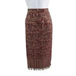 BFA Classics Paisley Print Fringe Hem HighWaisted Maxi Skirt‎ Size 12 Brown Photo 1